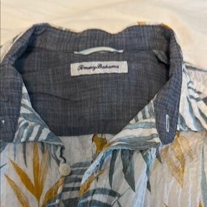 Tommy Bahama Blue and Yellow Leaf Shirt